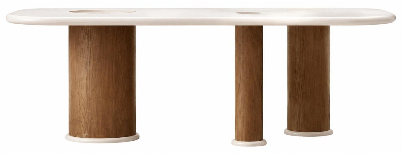 Xlmoebel Säulen-Esstisch Esstisch Beige Oval Säulenfuß Modern Designer Esszimmertisch (1-St., 1-tlg)