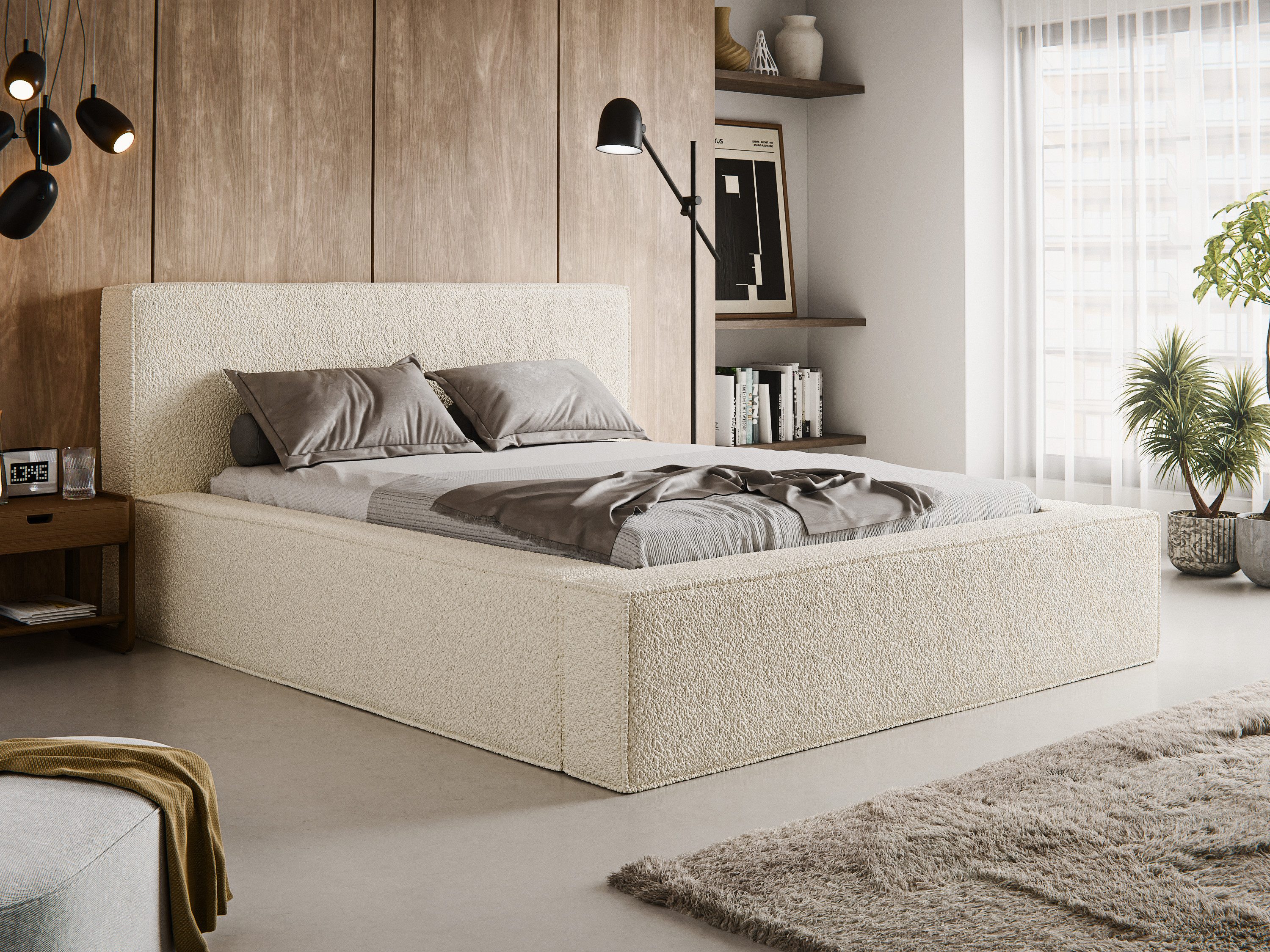 thematys Polsterbett mit Bettkasten, Stauraumbett, Bouclé günstig online kaufen