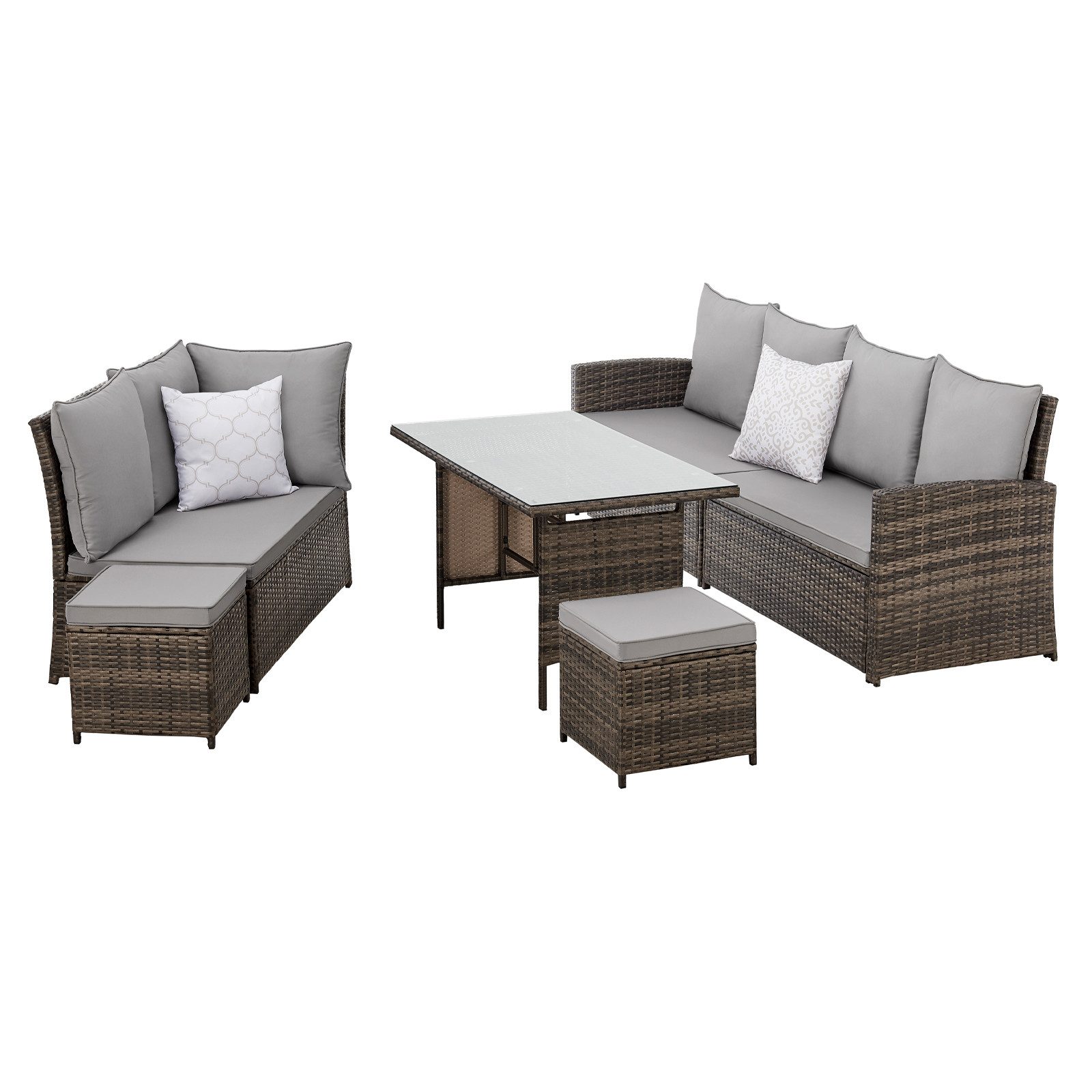 SVITA Loungeset MONROE, (Lounge-Set, 4-tlg., Gartenlounge), Garten-Lounge, Poly-Rattan, Sitzgruppe, Outdoor, Lounge-Möbel