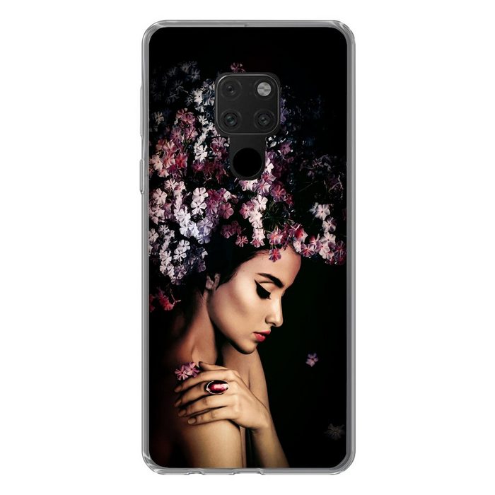MuchoWow Handyhülle Blossom - Frau - Rosa - Luxus Phone Case Handyhülle Huawei Mate 20 Silikon Schutzhülle