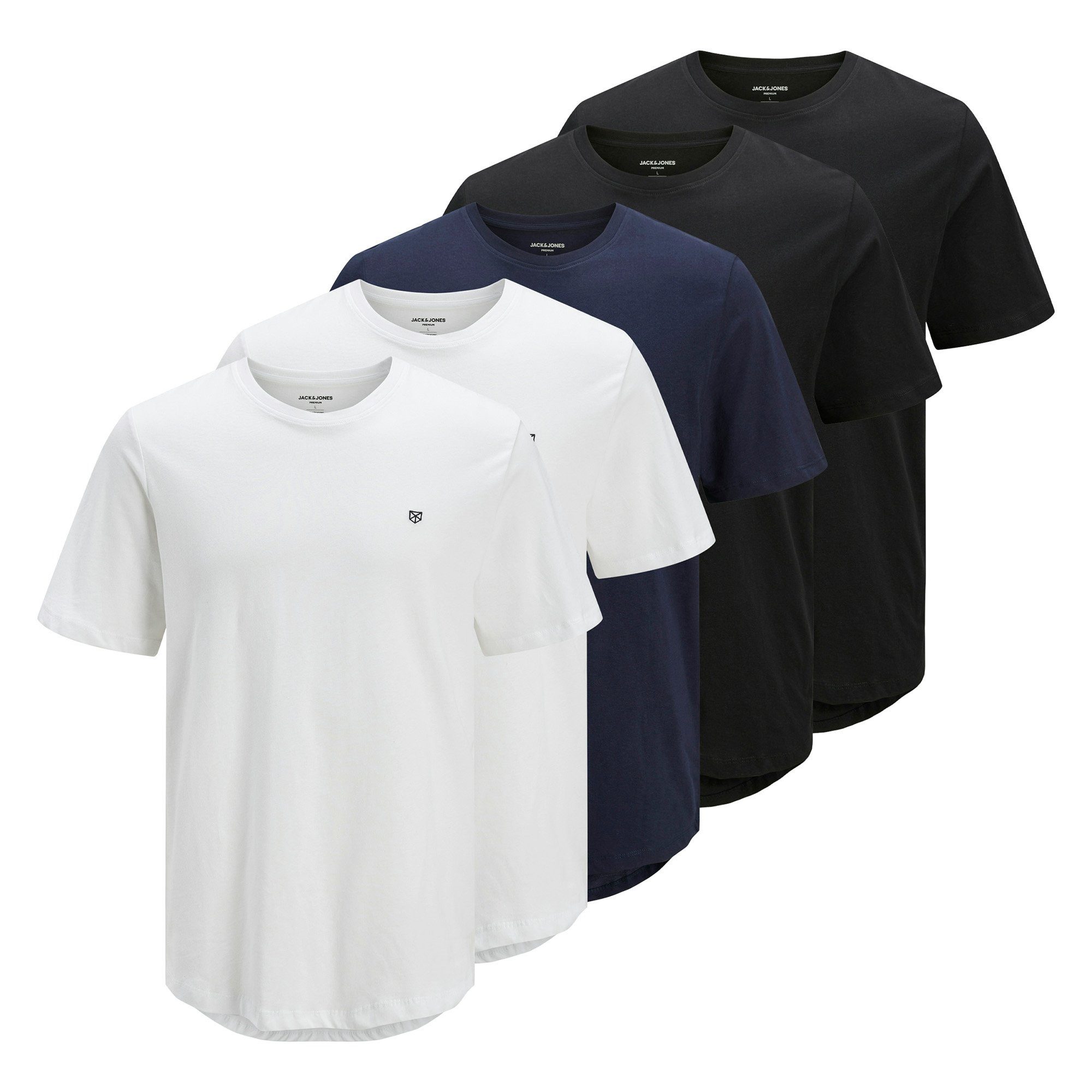 Jack & Jones T-Shirt Herren T-Shirt 5er Pack Baumwolle (Packung, 5er Pack) günstig online kaufen
