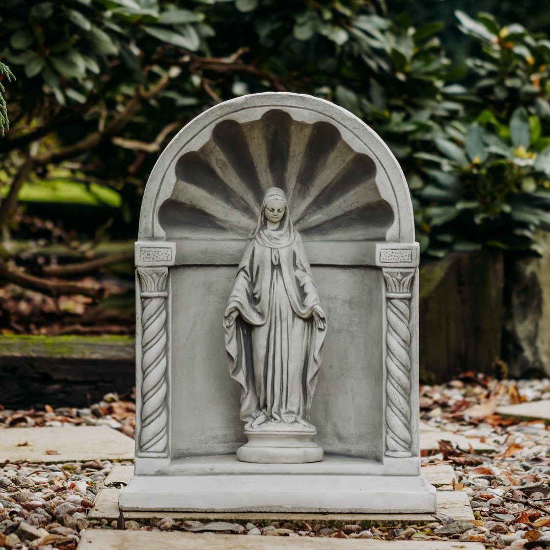 gartendekoparadies.de Gartenfigur Marienkapelle mit Madonna Steinfigur Steinguss 65 cm 60 kg, Frostsicher