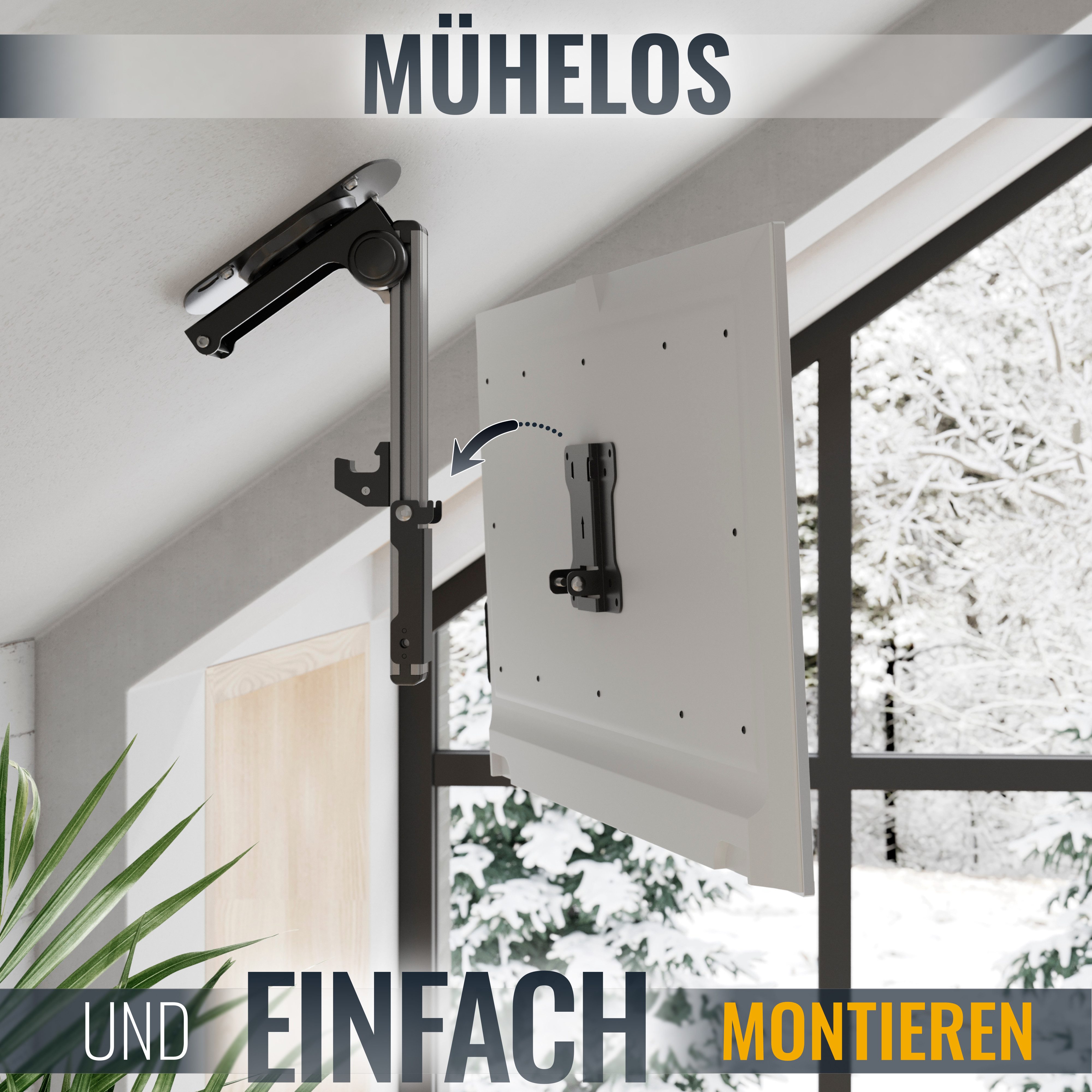 RICOO TV-Deckenhalterung TV Deckenhalter 13"-33" bis 20Kg für LCD / LED / Plasma Monitor D0111, (bis 33 Zoll, VESA 75x75 bis 100x100, 1-tlg., sufenlos ein- / ausklappbar, Frontplatte in der Höhe verstellbar, für Decke Dachschräge, +/-45° schwenkbar, von 165 - 270mm ausziehbar)