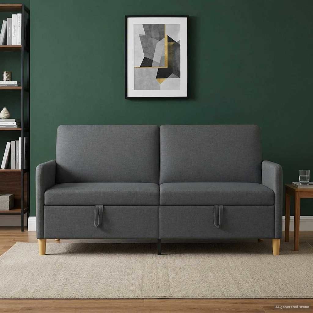 vidaXL Sofa Sofa mit Stauraum Dunkelgrau 172 x 78 x 87 cm Polyester, 1 Teile