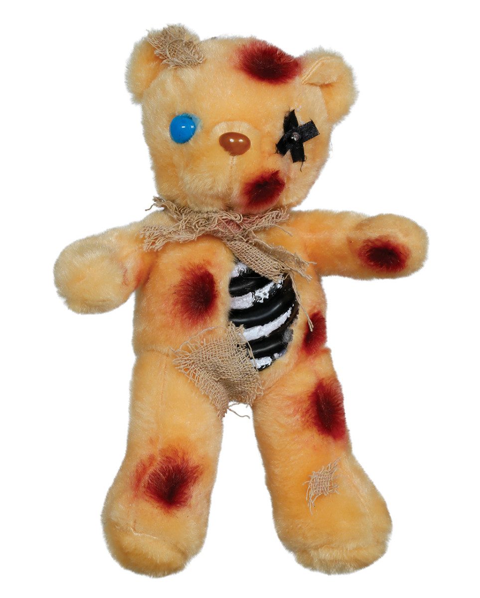 Horror-Shop Dekoobjekt Zombie Teddybär 31 cm – Horror Kuscheltier mit leu