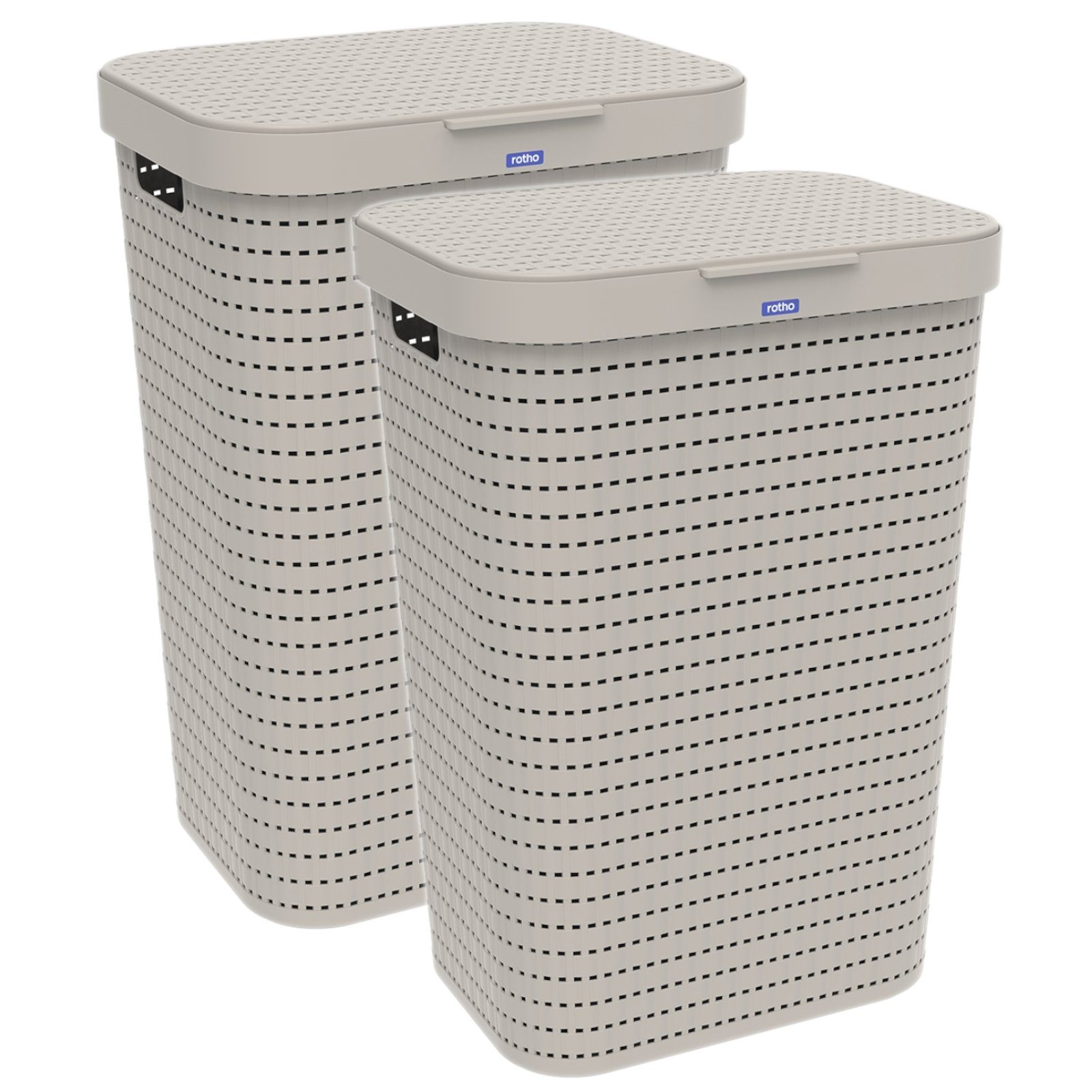 ROTHO Wäschekorb Country 2er-Set Wäschesammler 55l mit Deckel, Kunststoff ( günstig online kaufen