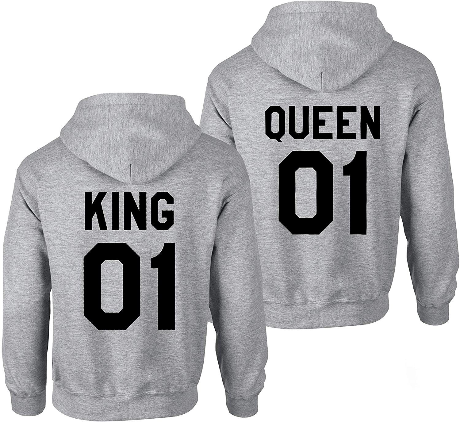 Kapuzenpullover KING & QUEEN Hoodie Pullover beidseitig bedruckt