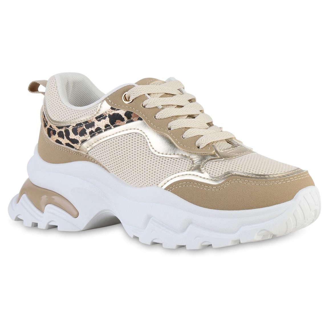 VAN HILL 841536 Plateausneaker Damen Plateau Sneaker Schnürer Metallic Prof günstig online kaufen