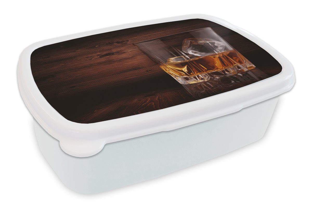MuchoWow Lunchbox Whiskey - Alkohol - Glas, Kunststoff, (2-tlg), Brotbox für Kinder und Erwachsene, Brotdose, für Jungs und Mädchen weiß