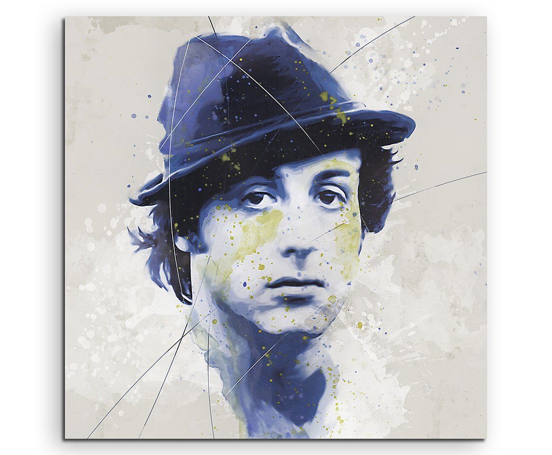 Sinus Art Leinwandbild Rocky Sylvester-Stallone Aqua 90x60 cm Aquarell Kunstbild
