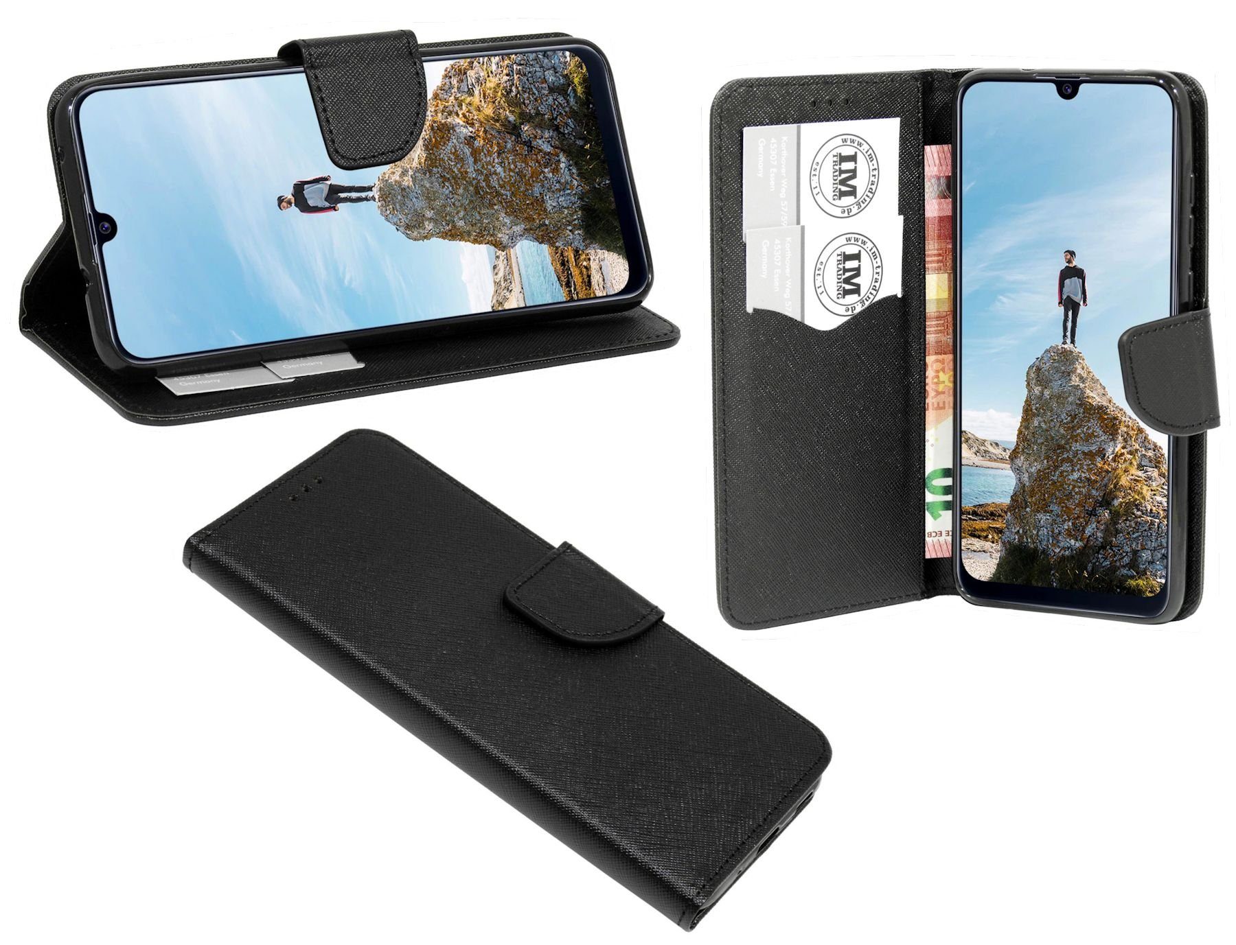 cofi1453 Handyhülle Hülle Tasche für Samsung Galaxy M21, Kunstleder Schutzhülle Handy Wallet Case Cover mit Kartenfächern, Stan