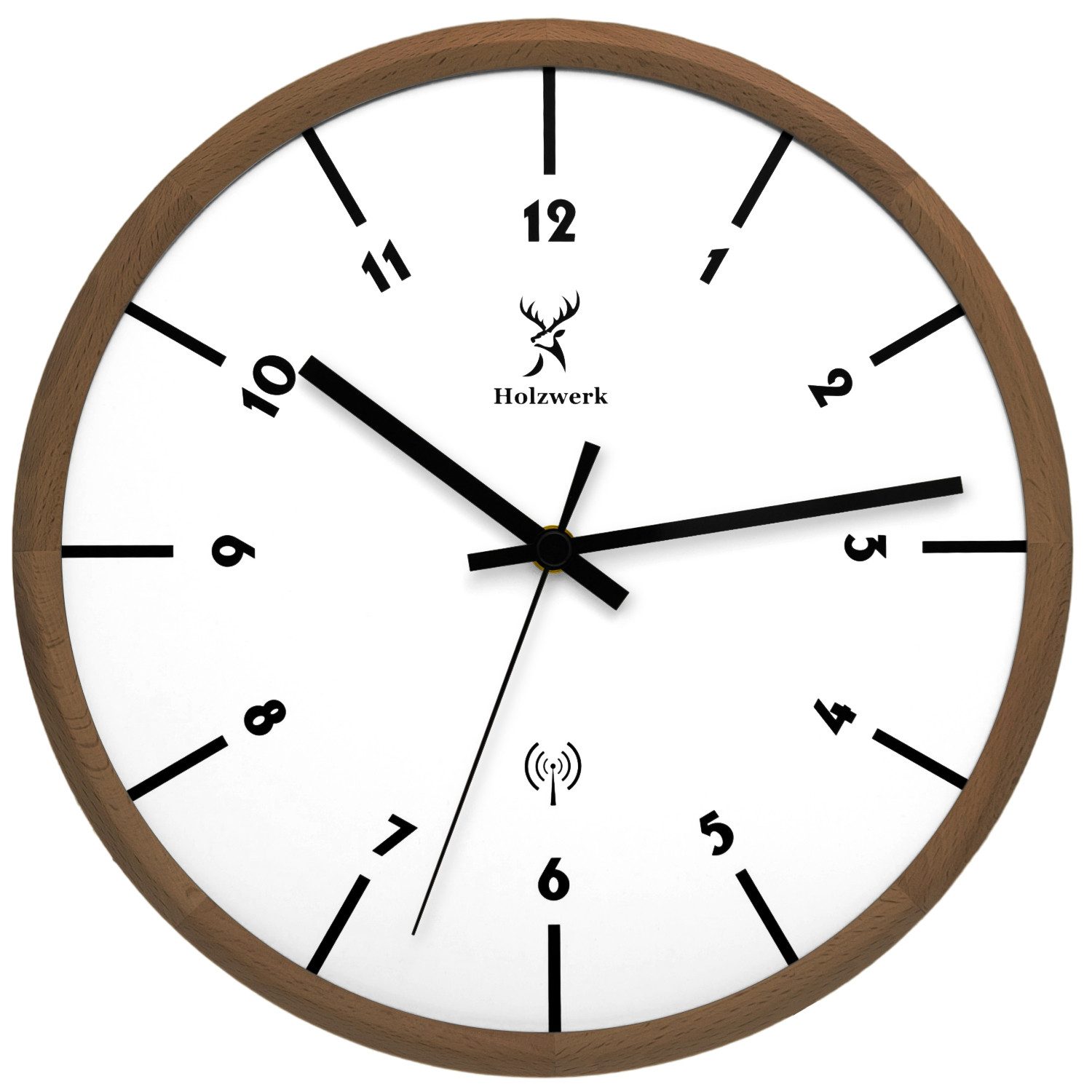 Holzwerk Funkwanduhr moderne Funk Holz Wand günstig online kaufen