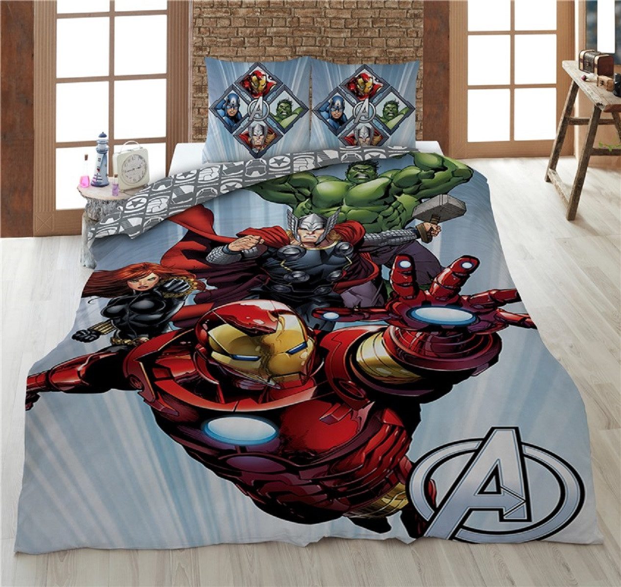 The AVENGERS Bettwäsche Set 140x200 cm Microfaser Bettbezug & Kissenbezug günstig online kaufen