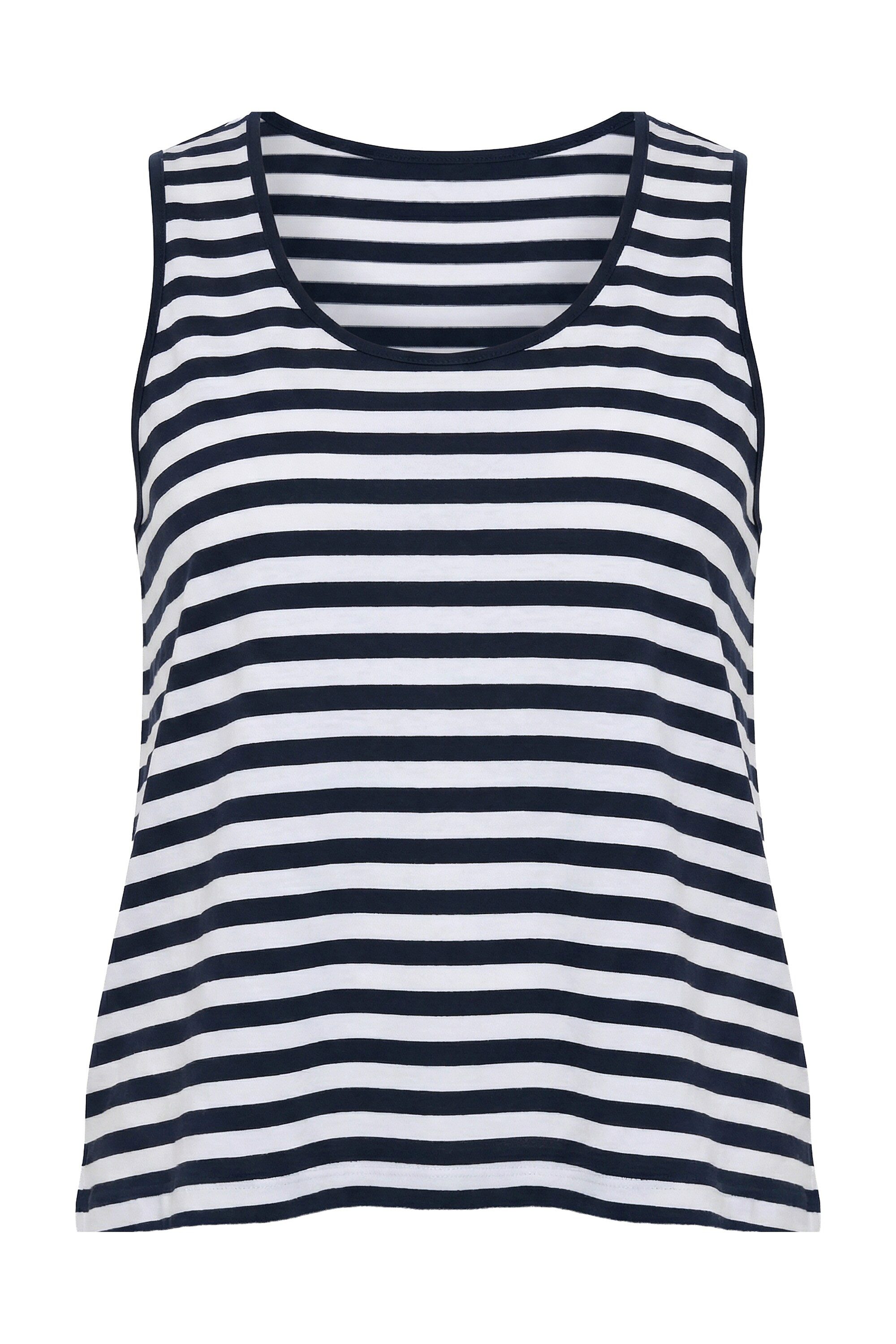 Ulla Popken Longtop Top Ringel A-Linie Rundhals ärmellos