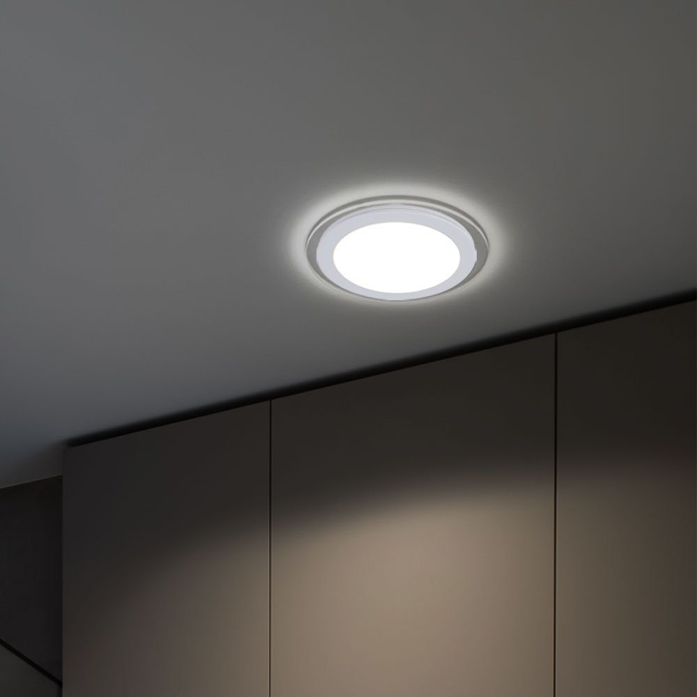 LED etc-shop Spot Einbaustrahler, Wohn fest LED Strahler Zimmer verbaut, LED-Leuchtmittel Set Warmweiß, 4er Lampen Einbau Flur Beleuchtung