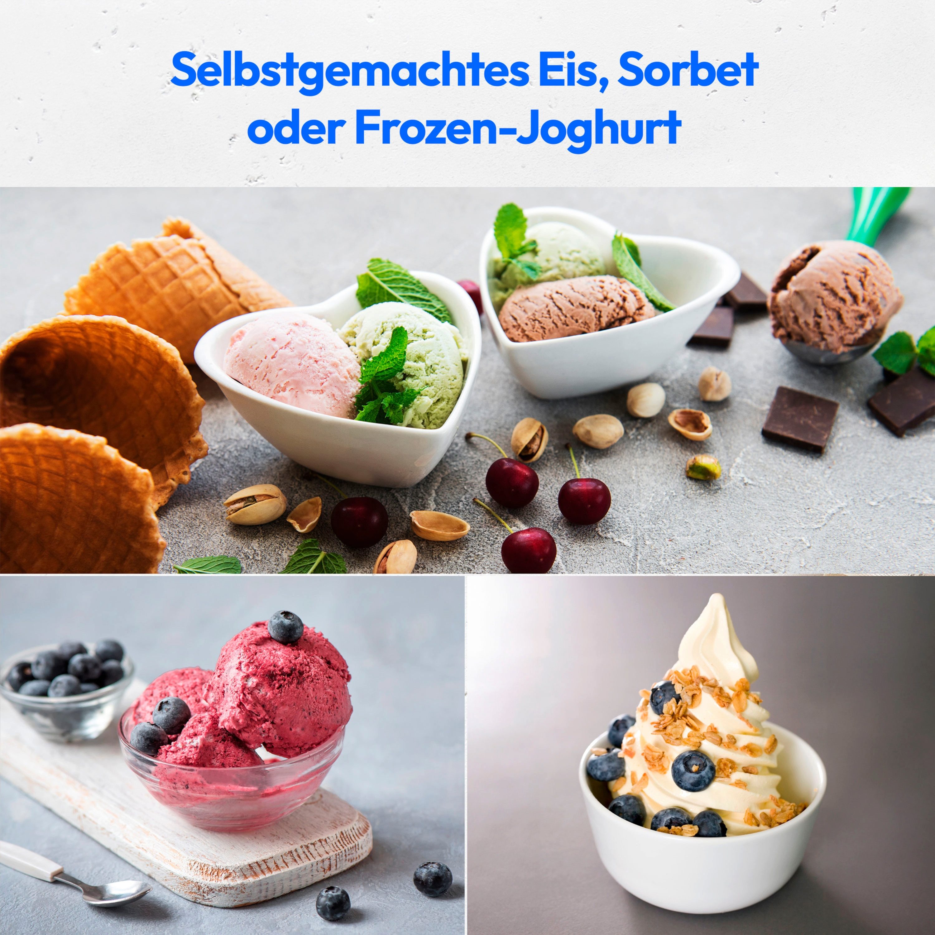 Medion® Eismaschine Eismaschine MD 10169, Kapazität für 1L Eis, 100W, Zubereitungszeit max.60min