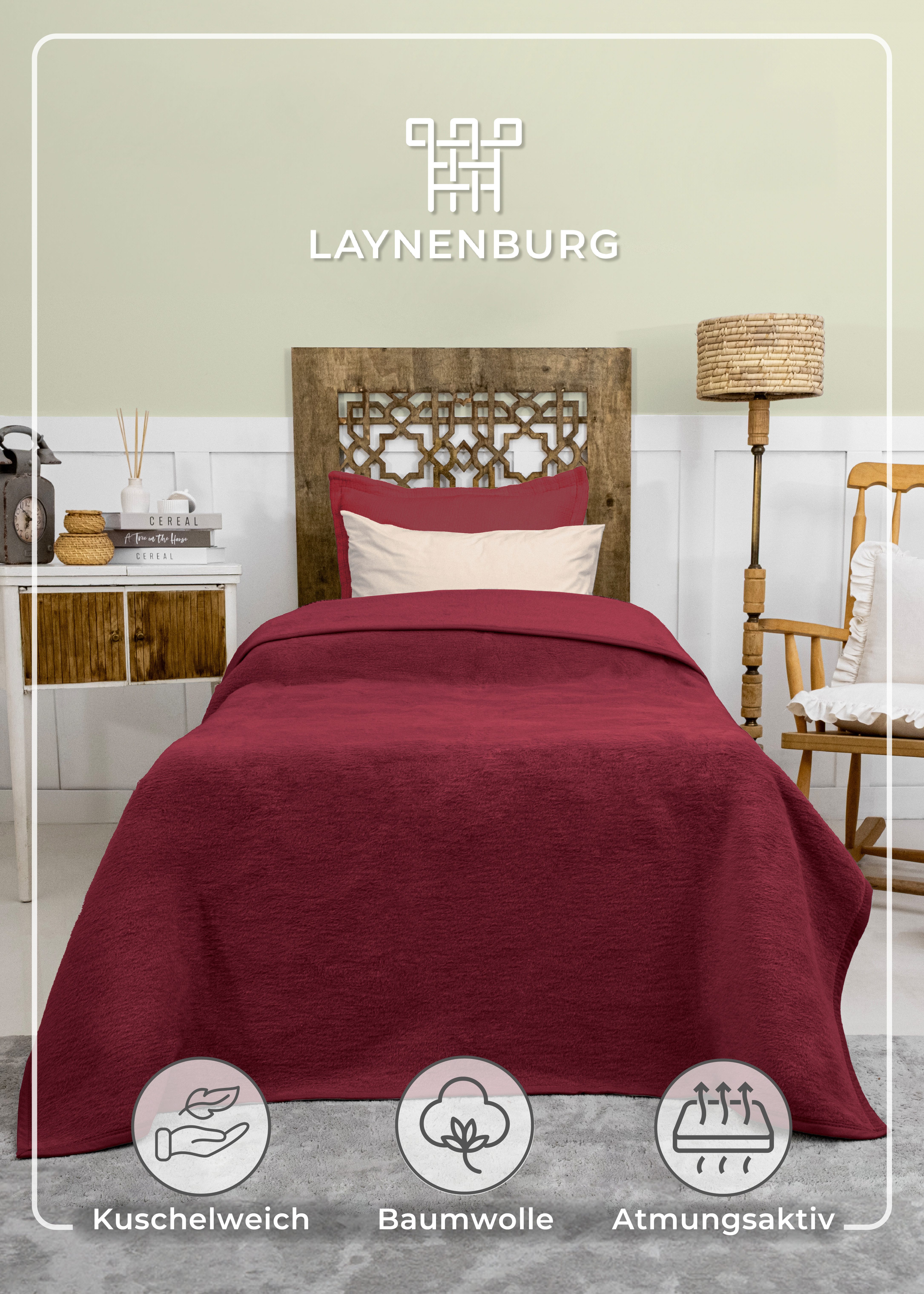 Wohndecke Wohndecke aus Baumwolle - Kuscheldecke, Baumwolldecke -, Laynenburg, Decke als Sofa-decke, Couchdecke, Wolldecke aus Baumwollmix – Bild 2 von 5