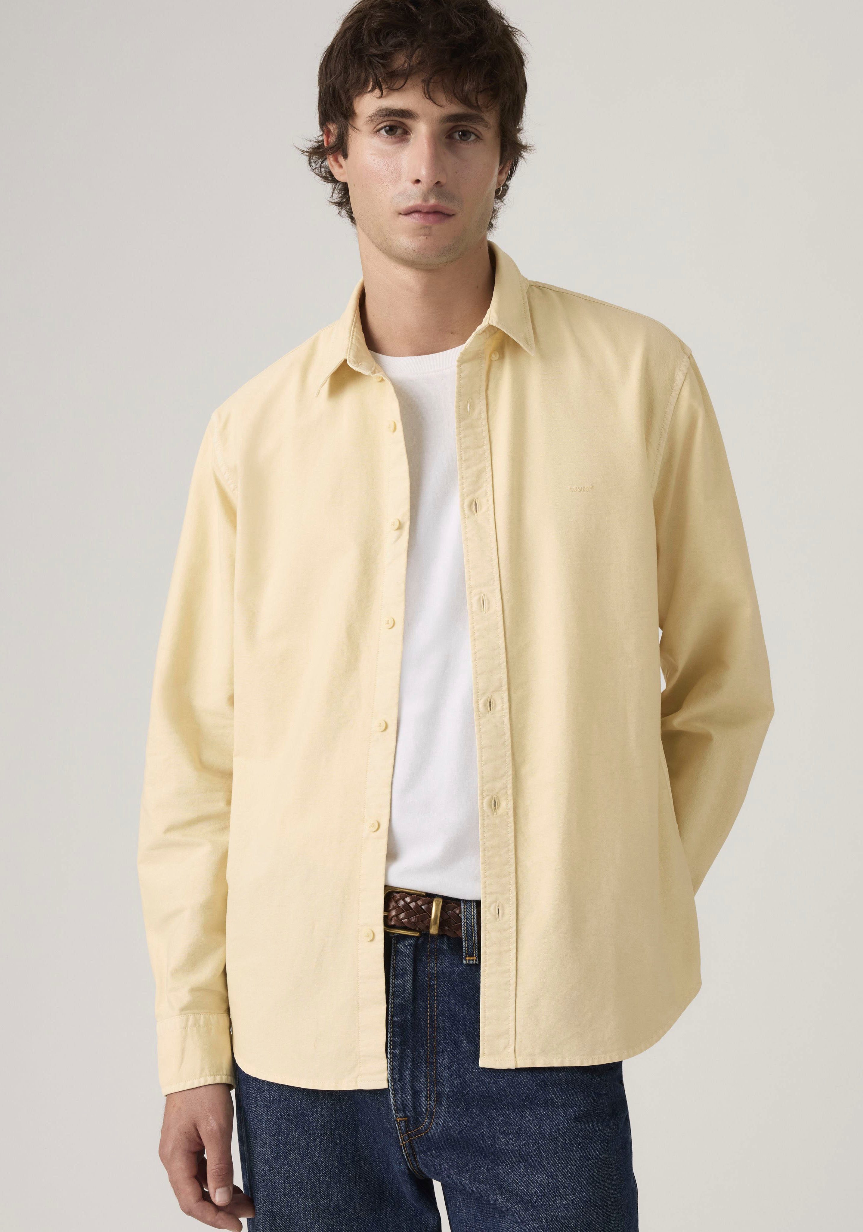 Levi's® Langarmhemd AUTHENTIC BUTTON DOWN mit Ton-in-Ton Logostickerei auf der Brust