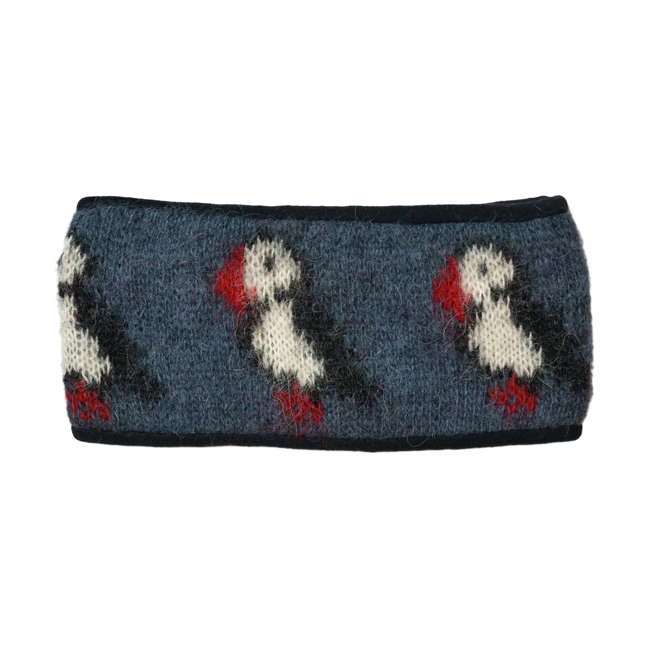 KIDKA Stirnband Papageientaucher mit Fleece Isländische Schurwolle ist warm, atmungsaktiv, leicht, kann pieksen