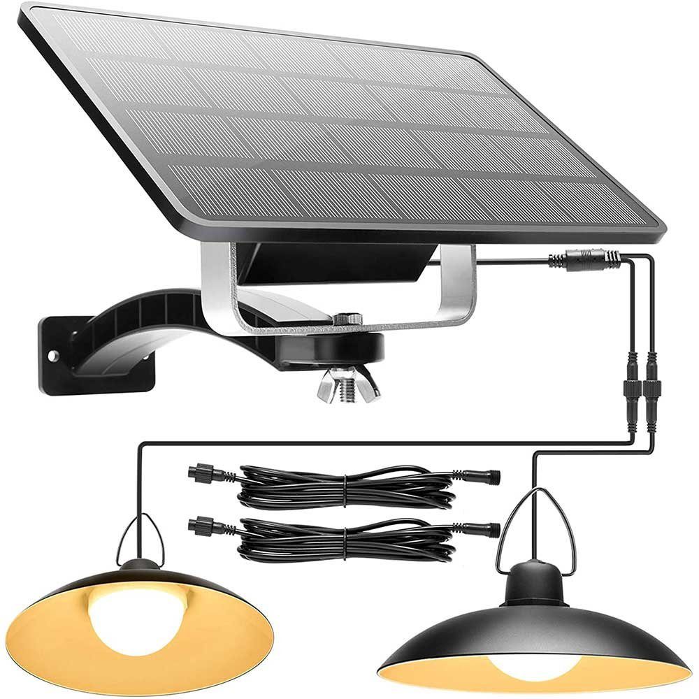 Sunicol LED Pendelleuchte 2 Kopf Außen LED Solar Pendelleuchte, Vintage, IP65 Wasserdicht, ohne Fernbedienung, Warmweiß, Tageslichtweiß, mit Lichtsensor, für Laden Hof Garage Veranda