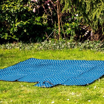 Picknickdecke 200x200 cm, blau, Muster: Punkte, CampFeuer