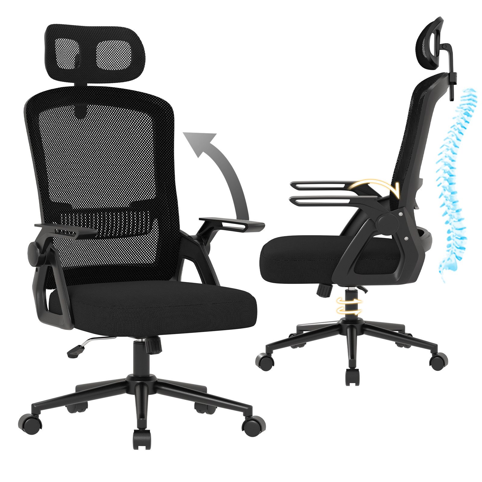 ZAISZE Bürostuhl Ergonomischer Bürostuhl drehbar höhenverstellbar, Komfort & Stil (Passende Kombination), Verstellbarer Bürostuhl, geeignet für das Homeoffice