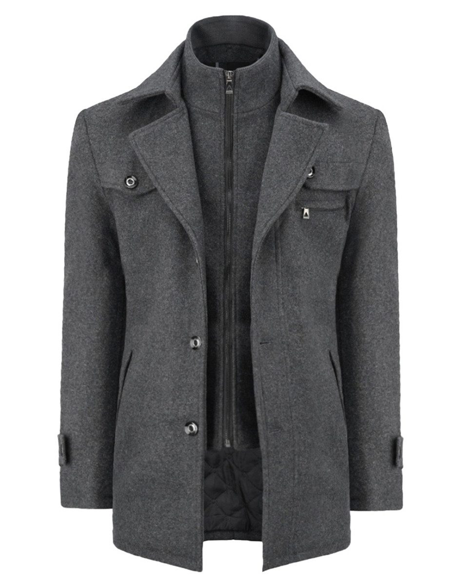 Allthemen Kurzmantel mit abnehmbarem Doppelkragen Wintermantel Herren vinta günstig online kaufen