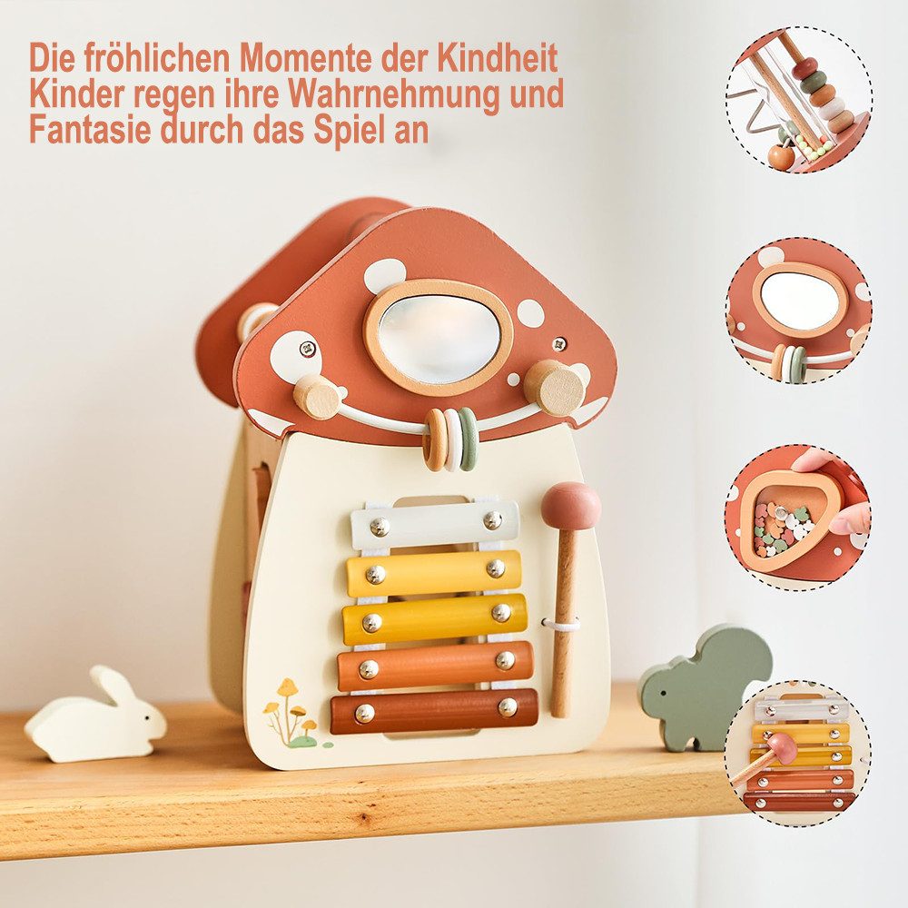 CLTYQ Motorikwürfel Holzspielzeug Montessori Spielzeug ab 1 Jahr 5 in 1( Ro günstig online kaufen