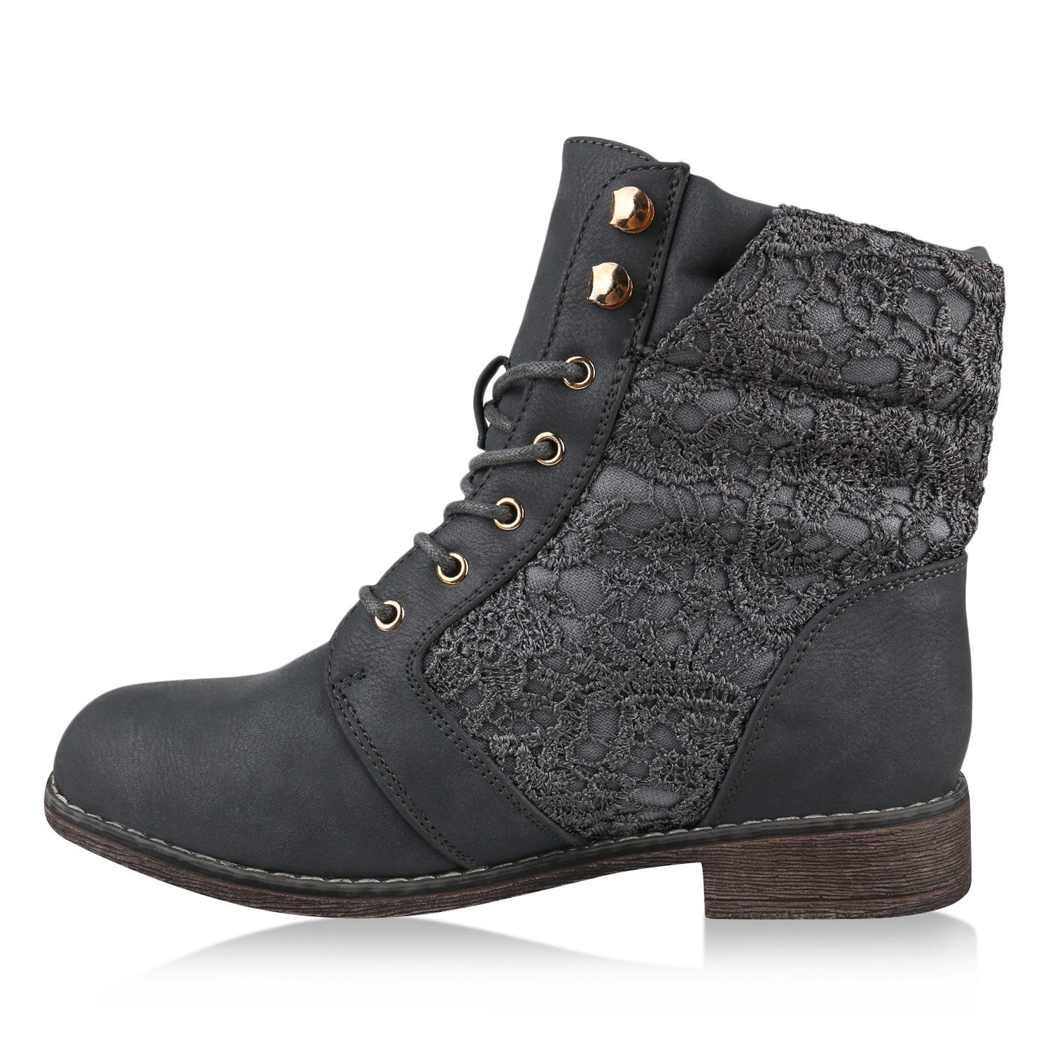 VAN HILL 818846 Schnürstiefelette Damen Stiefeletten Zipper Schnürstiefelet günstig online kaufen