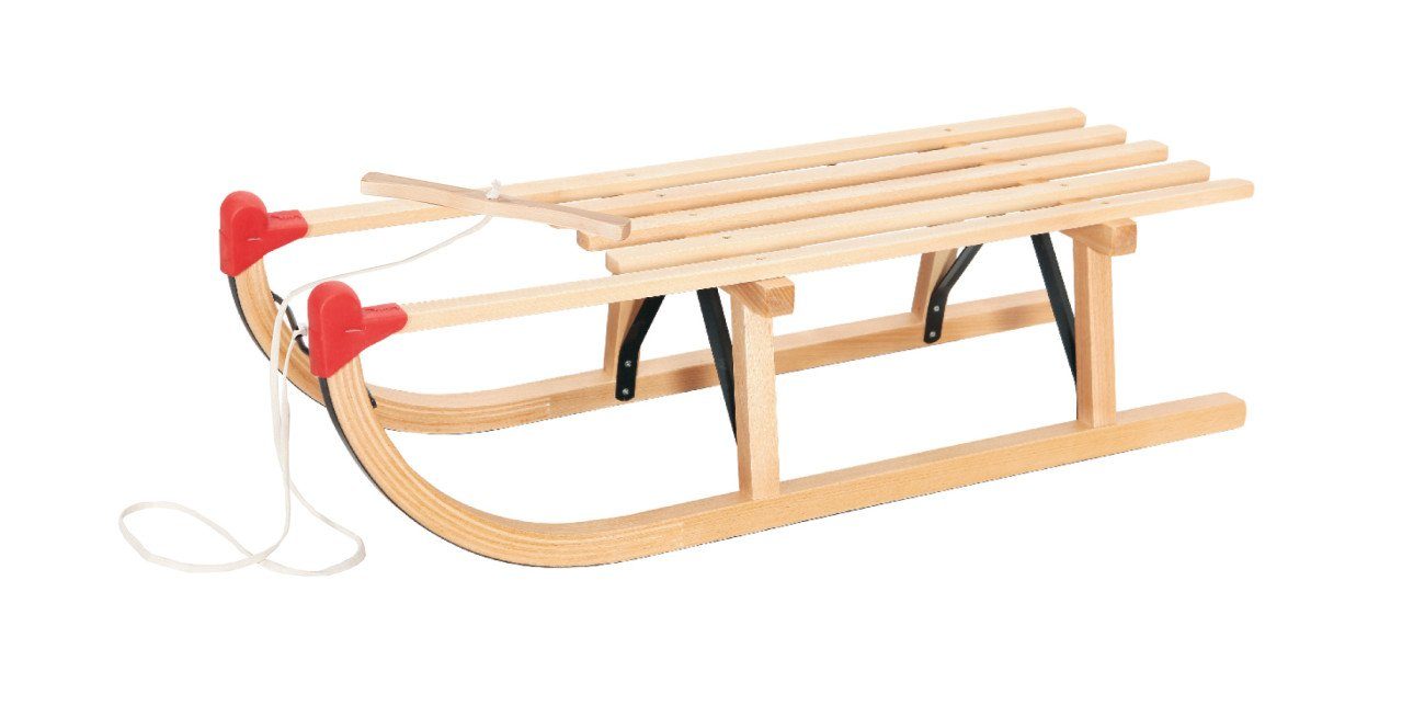 Larix Lenkschlitten Holzschlitten Davos 100 cm mit Zugseil