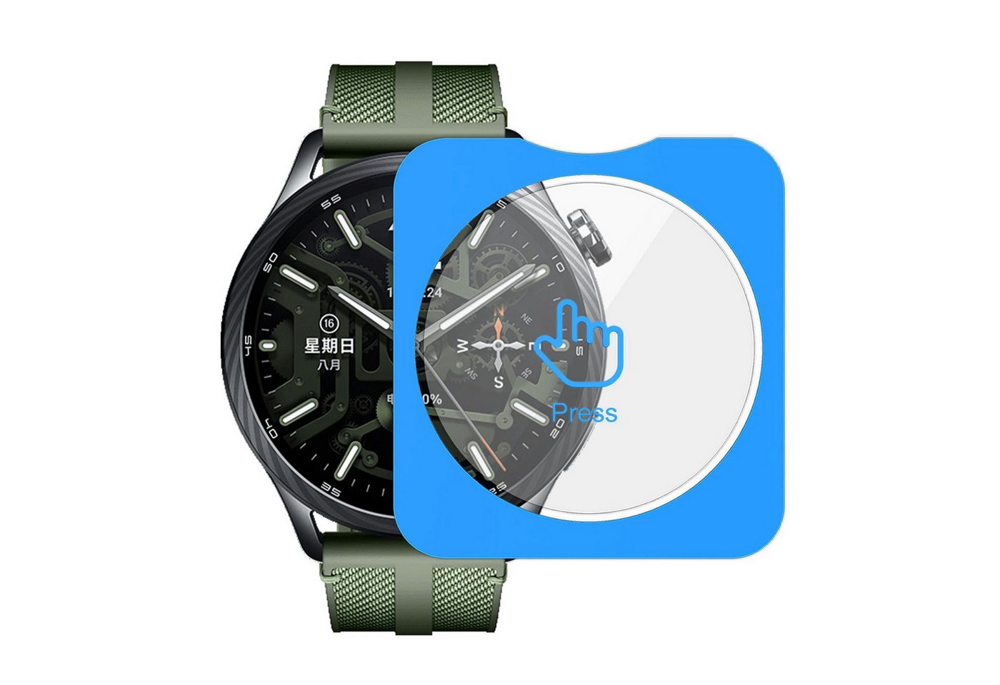 Wigento Displayschutzglas Smartwatch für Xiaomi Watch S5 46mm Premium Easy Install 9H Schutzglas für Xiaomi Watch S5 46mm, Selbstpositionierend, 9H gehärtet, hohe Lichtdurchlässigkeit