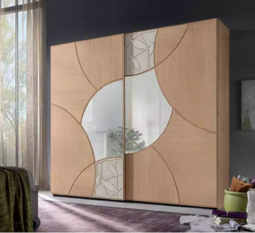Xlmoebel Schiebetürenschrank Schlafzimmerschrank aus Holz mit Schiebetüren und Spiegel in Braun (Kleiderschrank) Hergestellt in Europa