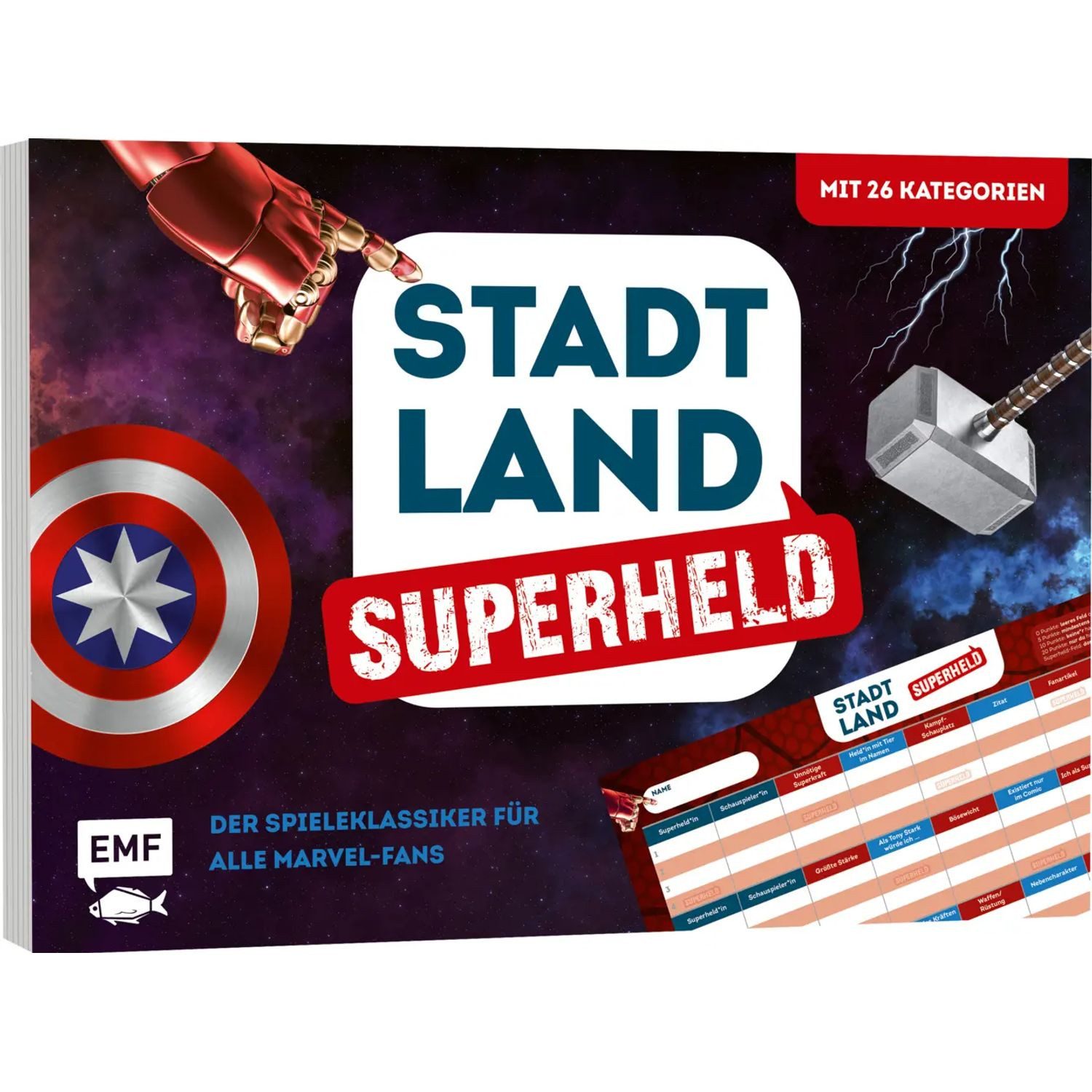 Michael Fischer Spiel Stadt, Land, Superheld - Der Spieleklassiker für alle Marvel-Fans
