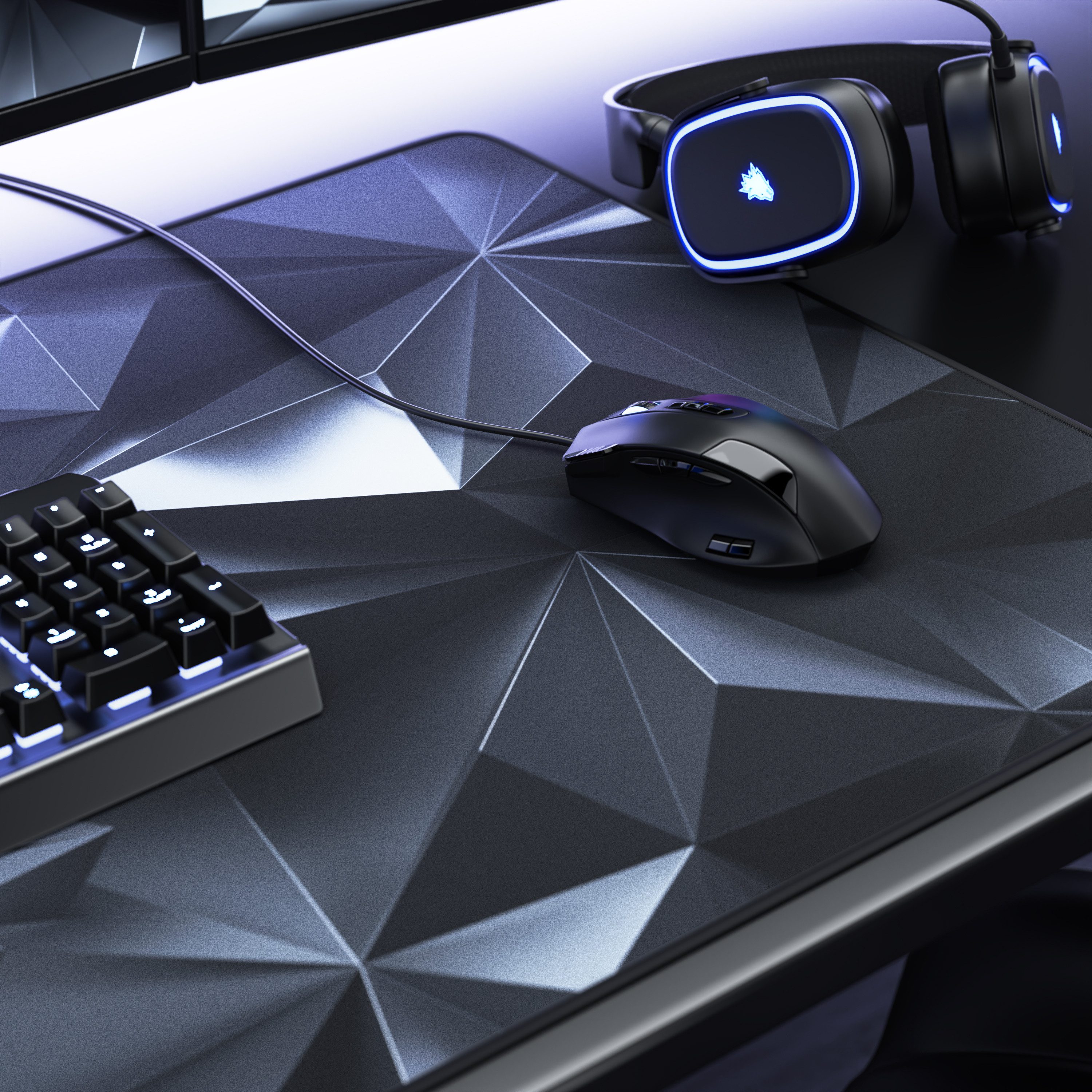 Titanwolf Gaming Mauspad XXXL Speed Mousepad 1200 x 600 x 3 mm, große Schreibtischauflage (1-St), rutschfest, abwaschbar, Geschwindigkeit & Präzision, Black Cry – Bild 5 von 5