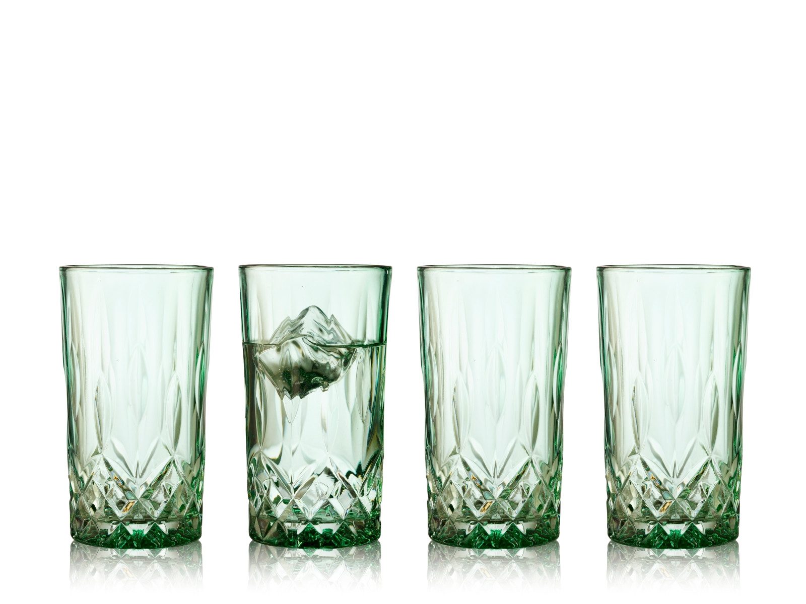 LYNGBY-GLAS Gläser-Set Highball Sorrento Longdrinkglas grün 380ml Set4, Glas, Highball Sorrento 38 cl 4 Stck. Grün