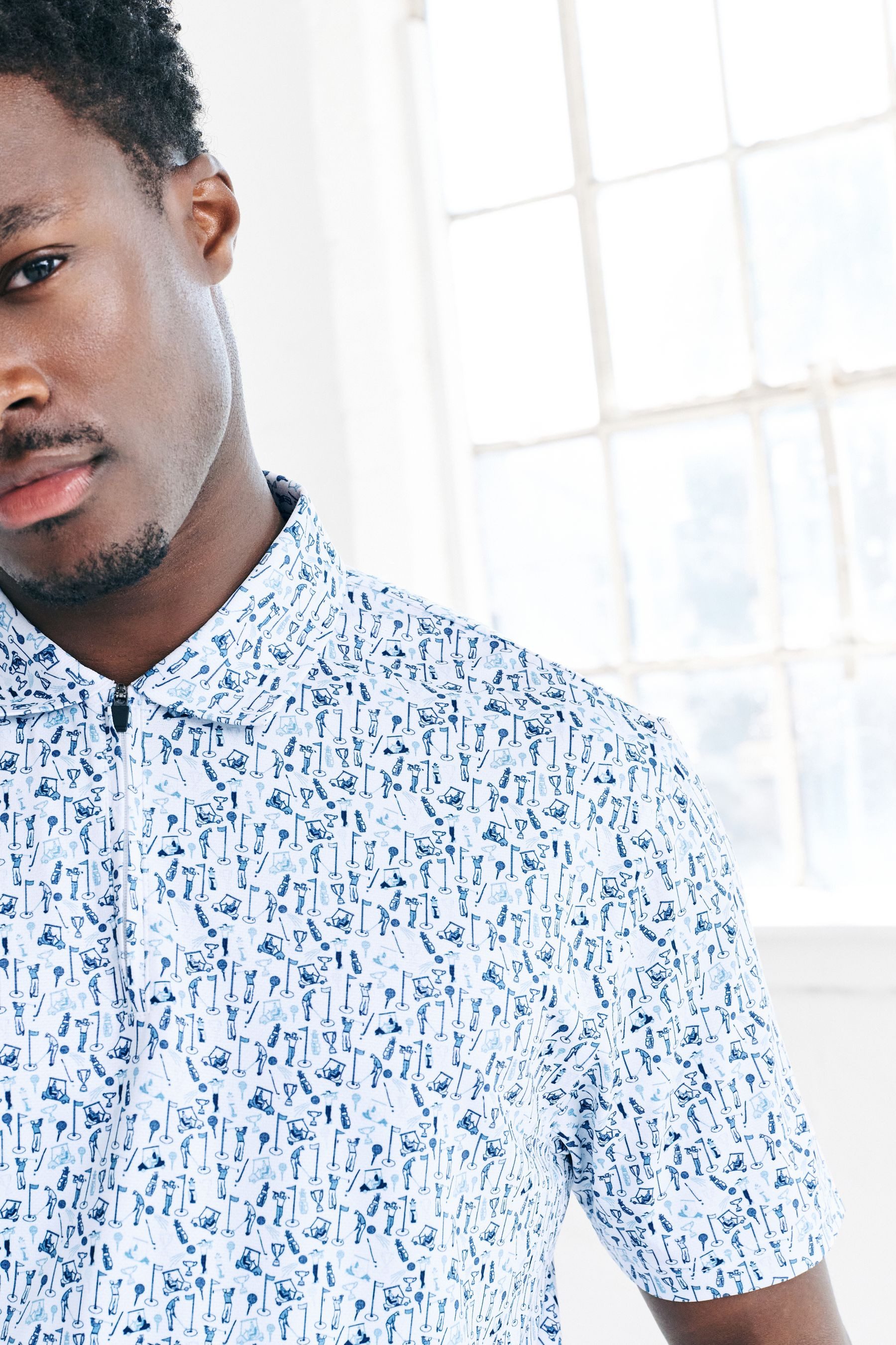 Next Poloshirt Active Golf Poloshirt mit geometrischem Print (1-tlg)