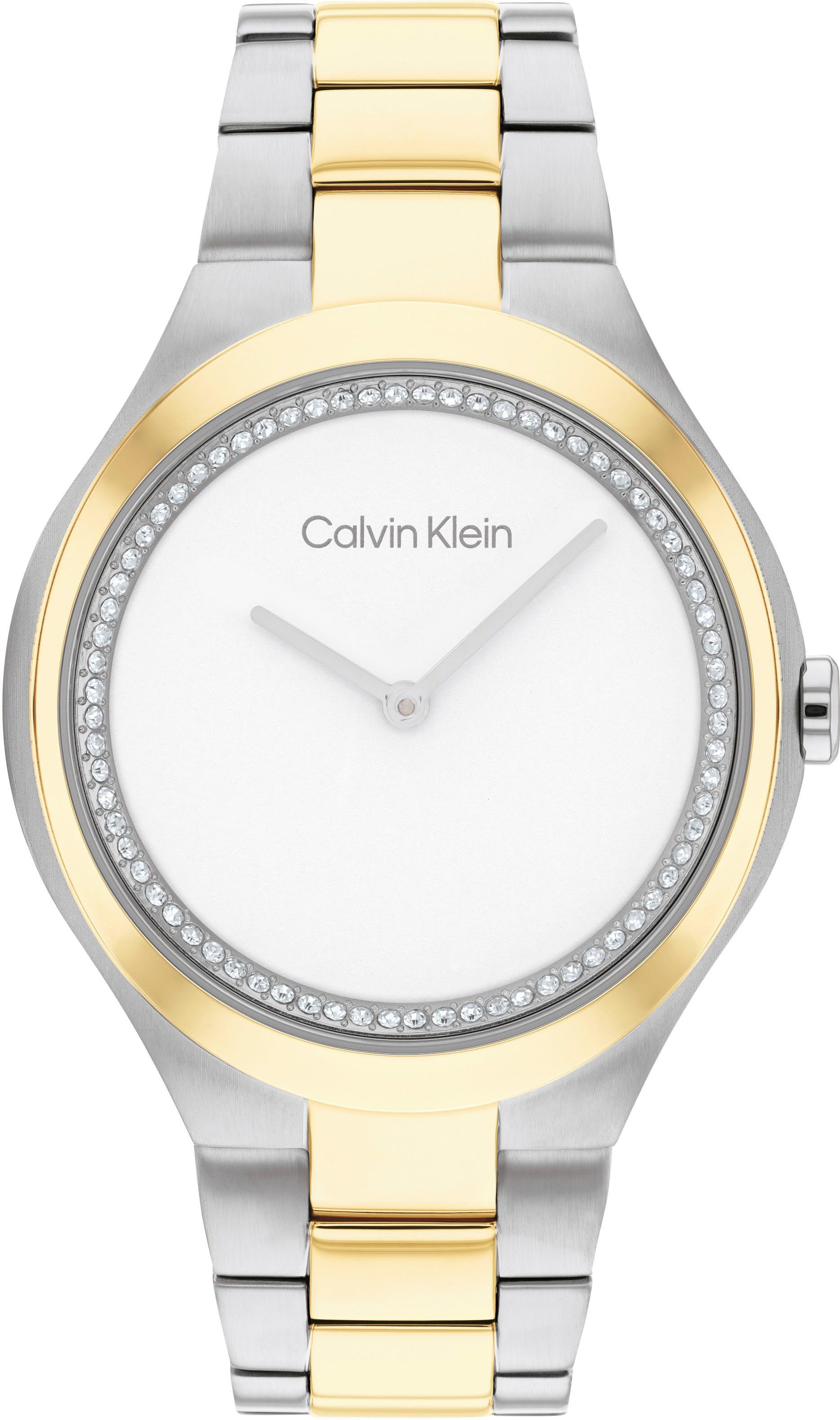 Calvin Klein Quarzuhr TIMELESS, 25200366, Armbanduhr, Damenuhr, Mineralglas, Glaskristalle, bicolor