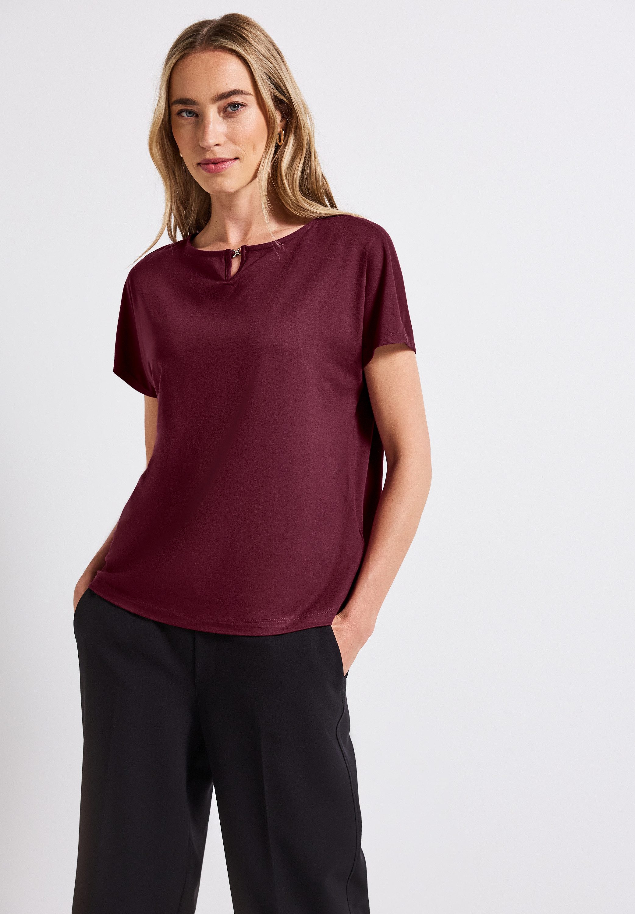 STREET ONE T-Shirt mit Materialmix günstig online kaufen