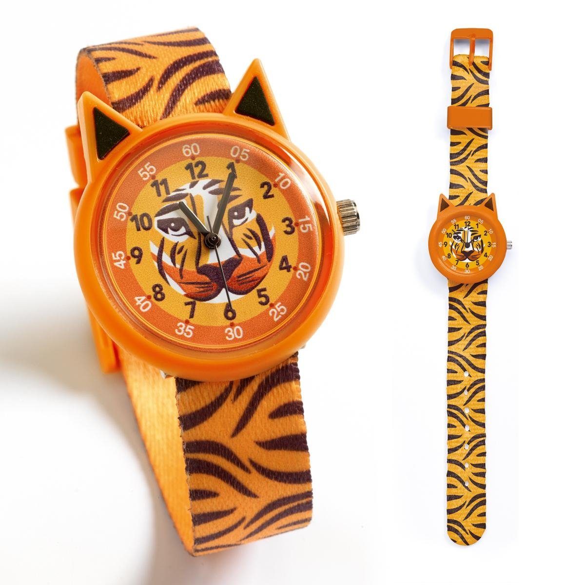 DJECO Quarzuhr Elegante Quarzuhr mit schönem Motiven zum Uhr-Lesen-Lernen