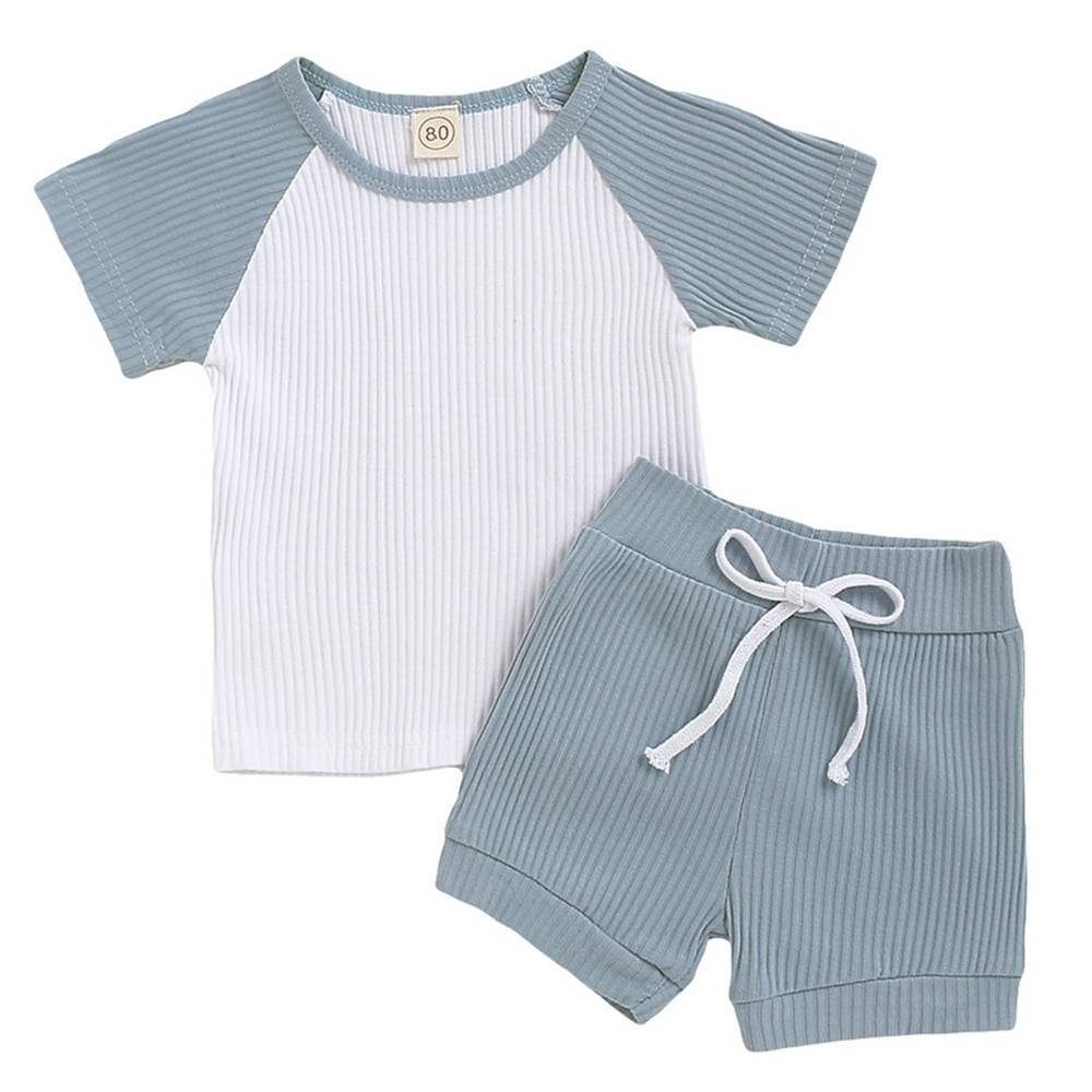 LAPA Shirt & Shorts Zweifarbiger Patchwork Sommeranzug für Jungen | Shirt-Sets