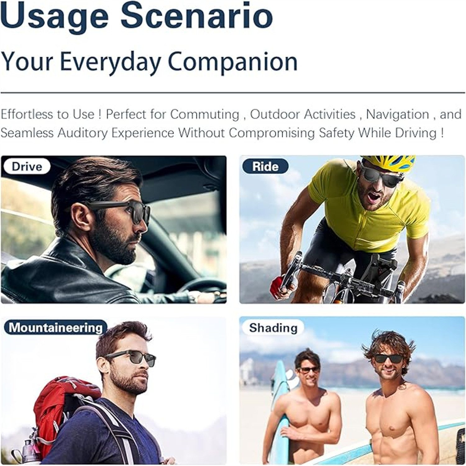 autolock Sonnenbrille Wireless Smart Sonnenbrille, Musik und Telefonanruf Voice Speaker Sonnenbrille,UV-Schutz polarisierte Sonnenbrille für Männer Frauen