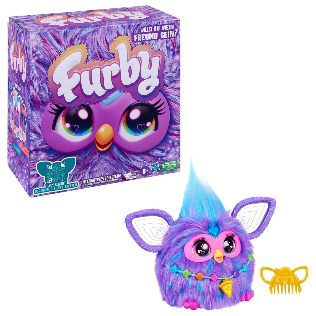 Hasbro Spielfigur Hasbro F6743 - Furby - Interaktives Plüschtier Lila – Spricht Deuts