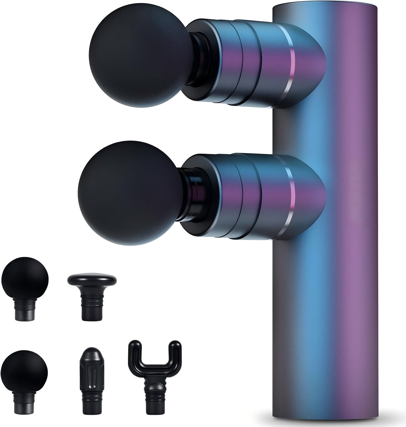AIBISTAR Massagegerät Massagepistole Muskelmassagegerät 3200 U/min mit 5 Aufsätzen, Set, 1x Massagepistole 1x USB-C Ladekabel 1x Bedienungsanleitung, Doppelkopf-Design, 5 Stufen bis 3200 U/min, USB-C Akku 2000 mAh