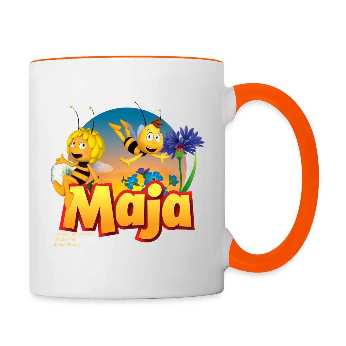Spreadshirt Tasse Biene Maja Zusammen mit Willi Tasse Zweifarbig, Keramik
