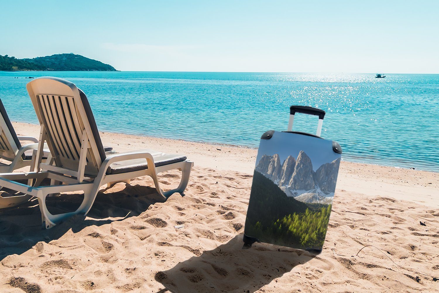 - Ferien, 4 Dolomiten Handgepäckkoffer MuchoWow rollen, Reisetasche - Handgepäck Rollen, Wald, Reisekoffer für Italien Trolley, mit