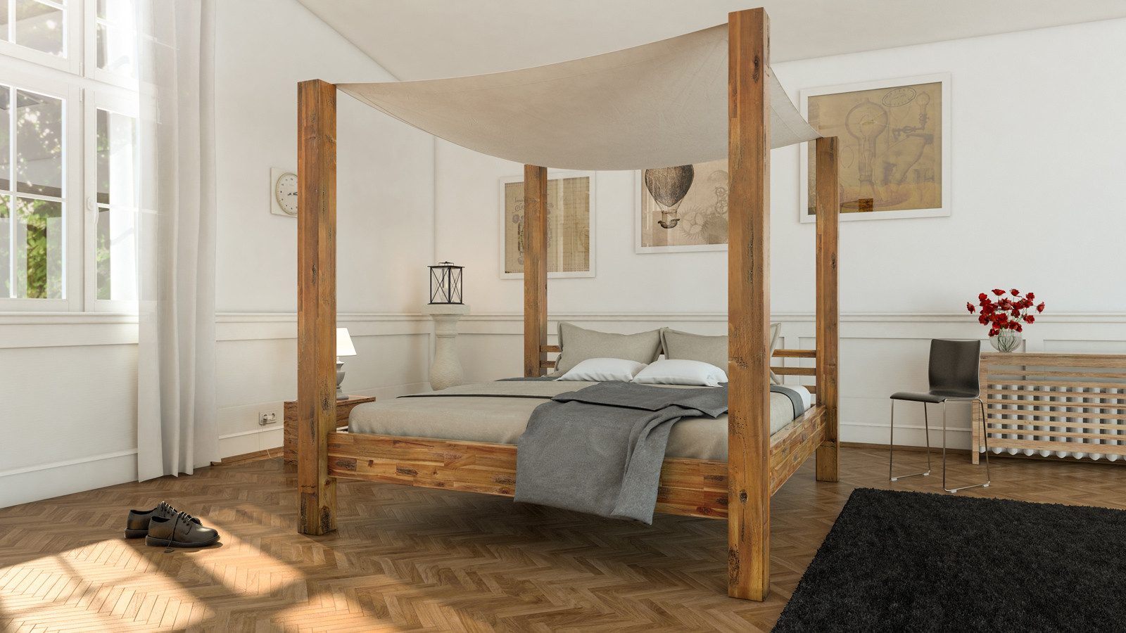 SAM® Himmelbett Johanna, Arbeitsplatte für Heimwerker aus Akazienholz