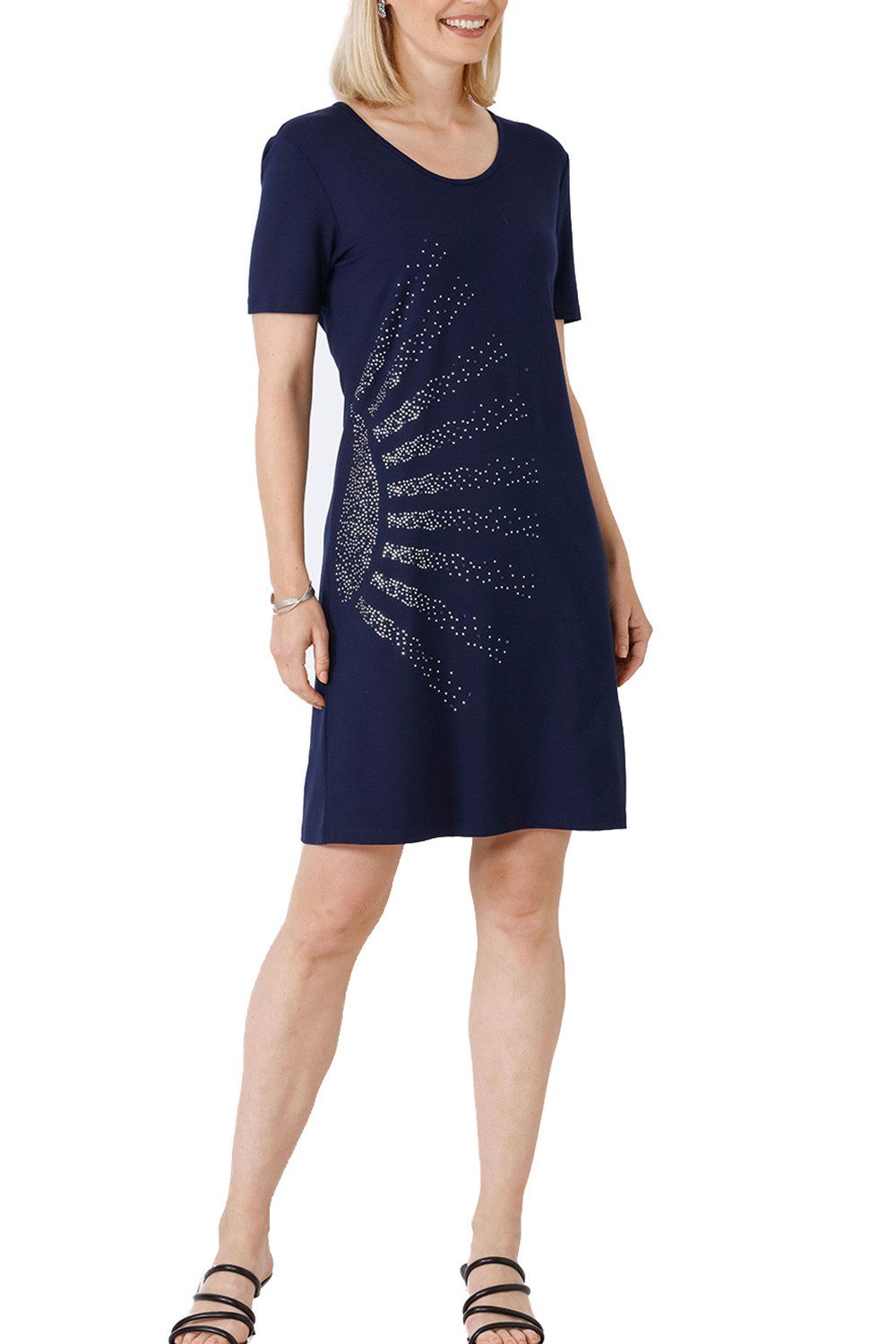Jerseykleid Hajo Damen Freizeitkleid 90 cm Glitzersteinchen