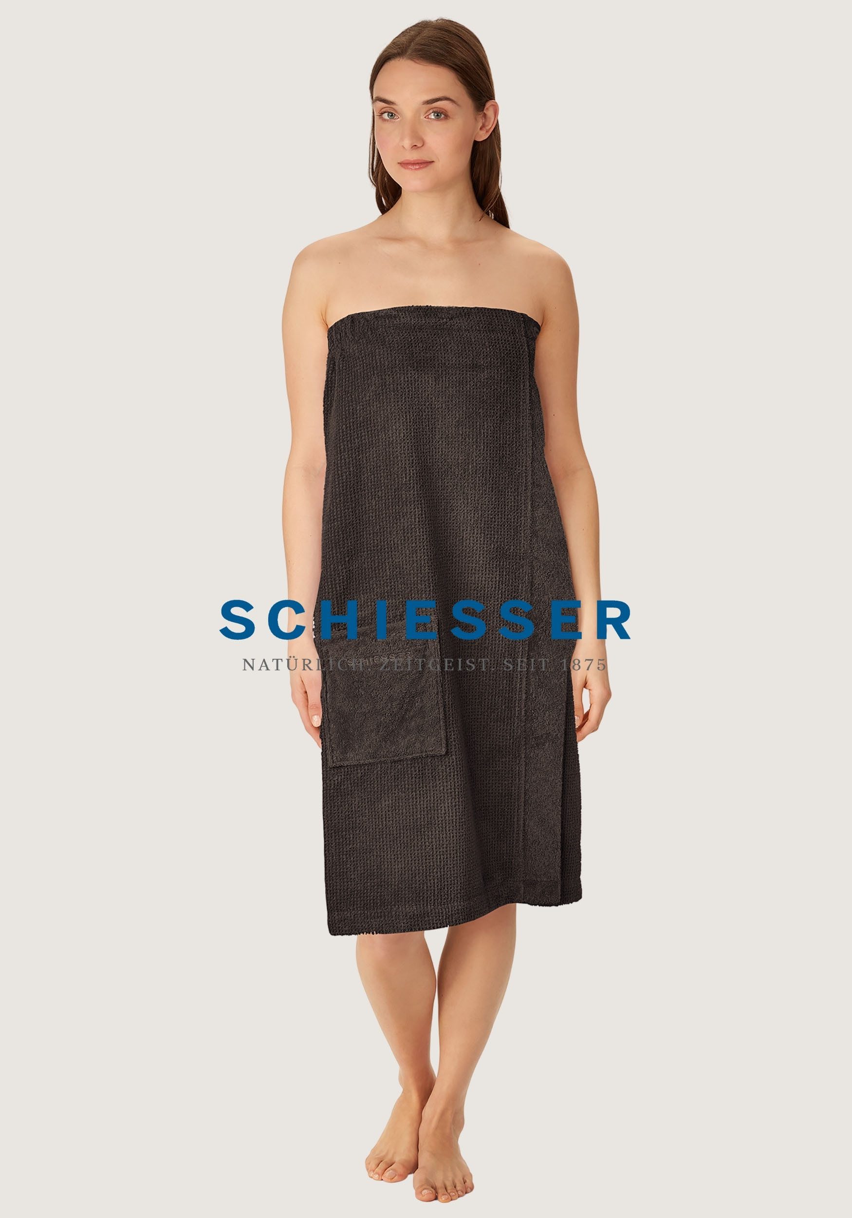 Schiesser Sarong Saunakilt Turin für Damen in angesagter Reiskornoptik, Frottier, Knöpfe, Made in Green