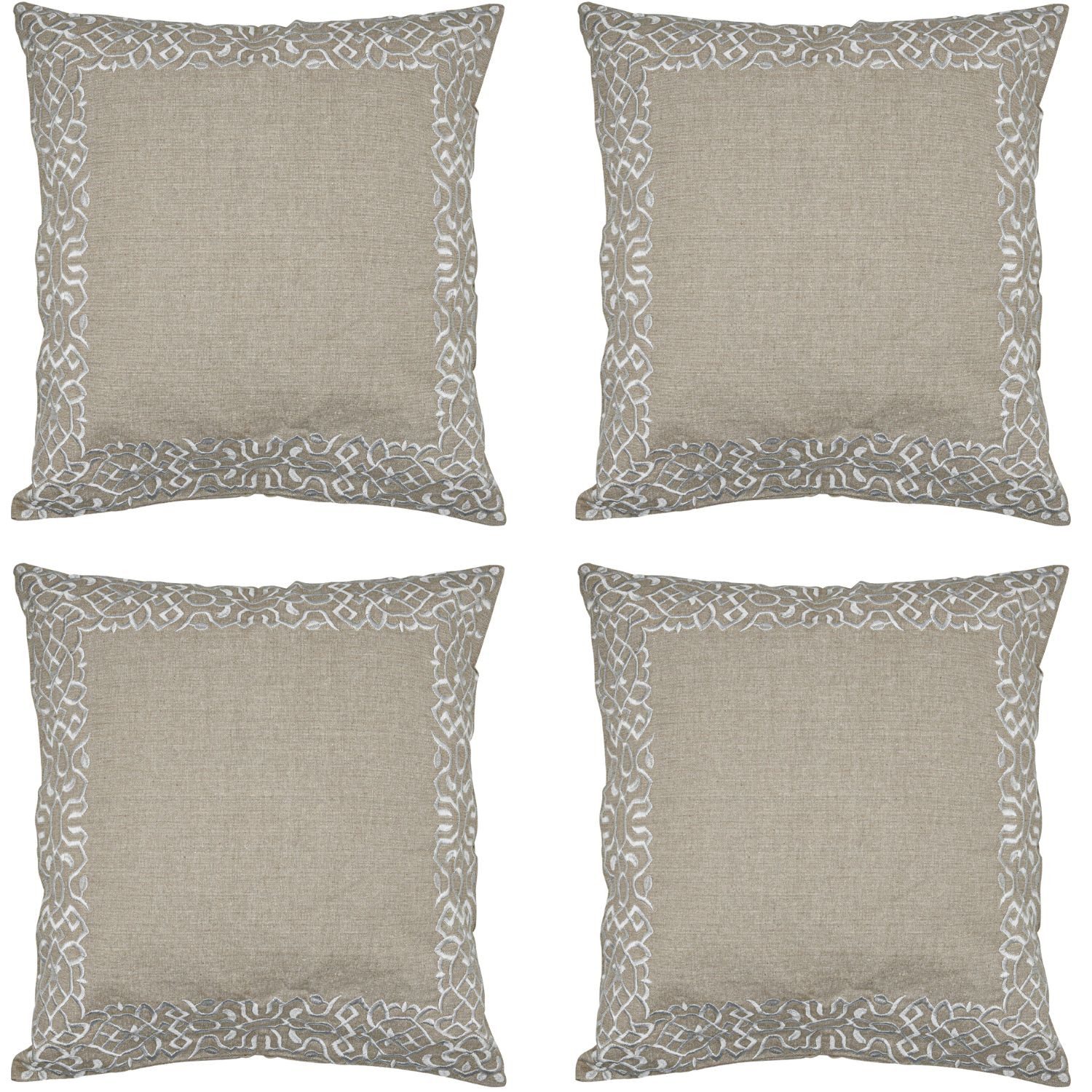 Marrakesch Orient & Mediterran Interior Zierkissen 4er Set Boho Kissenbezug Frisia edel aus Baumwolle in Weiß 40 x 40 cm, (4 St)