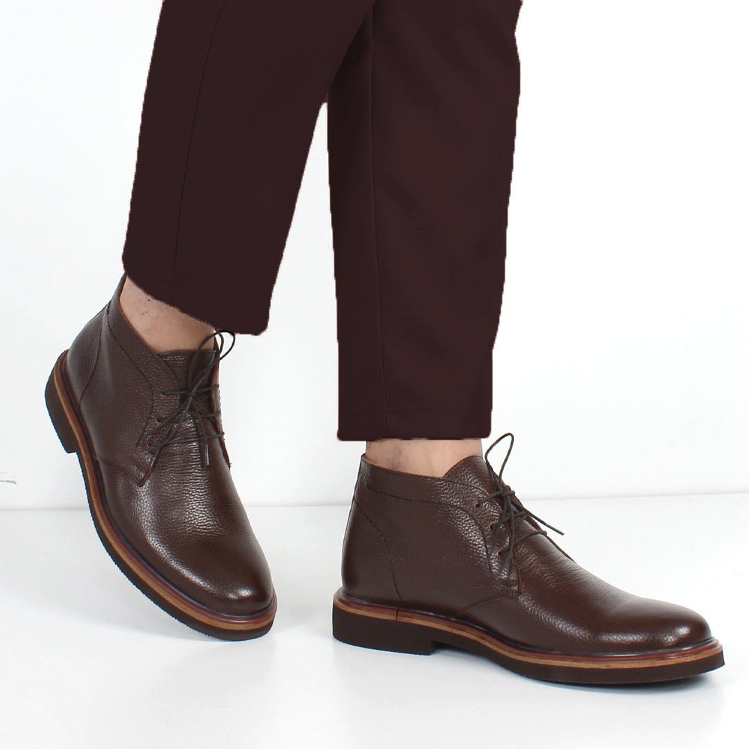 Celal Gültekin Schnürstiefel Blockabsatz Plateau Herren Schnürstiefel Glattleder, Echtleder-Futter, Blockabsatz & Plateau, Braun, 44
